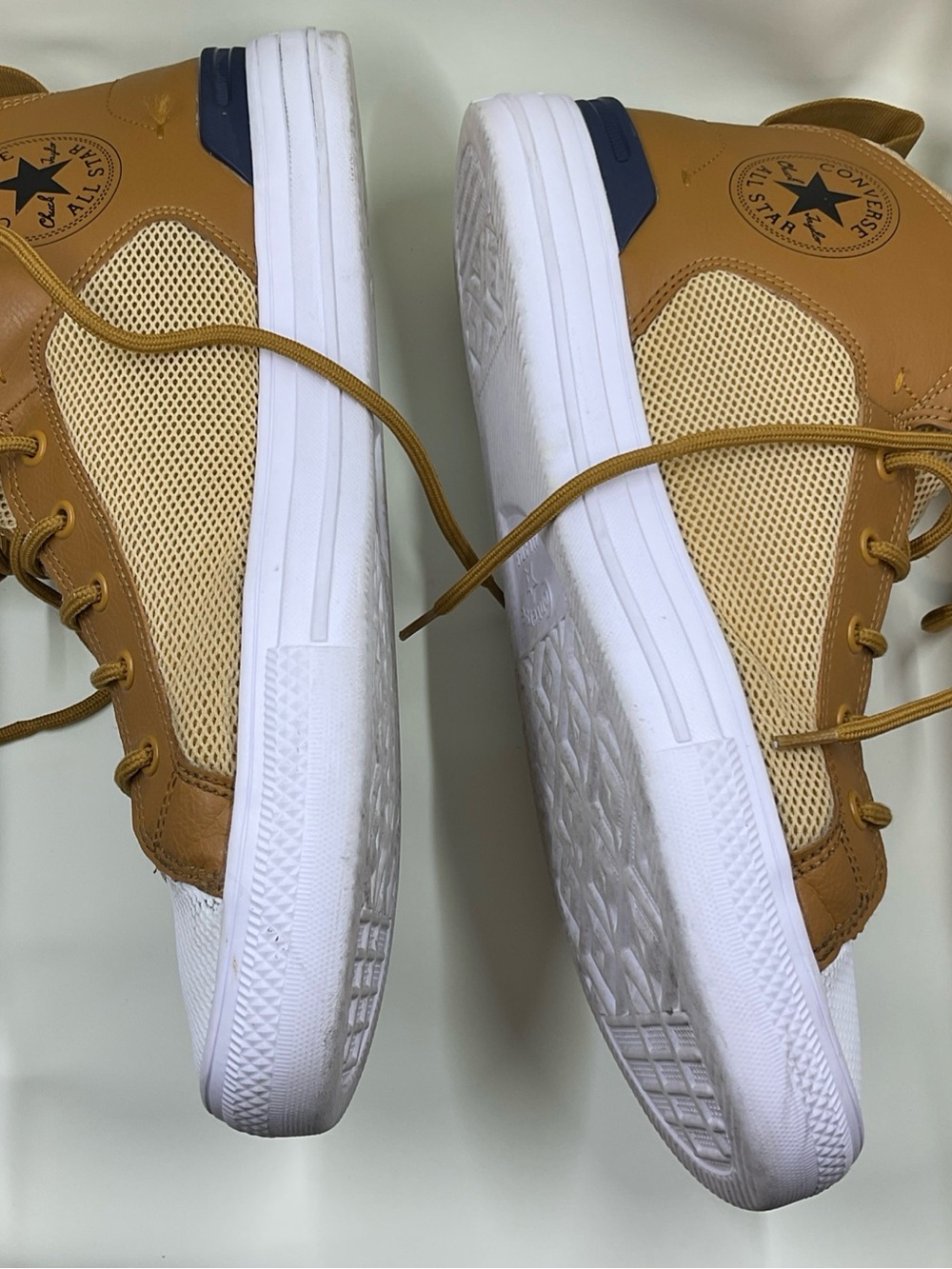 Converse Men’s Tan and Beige High-Top Sneakers - Picture 3 of 8